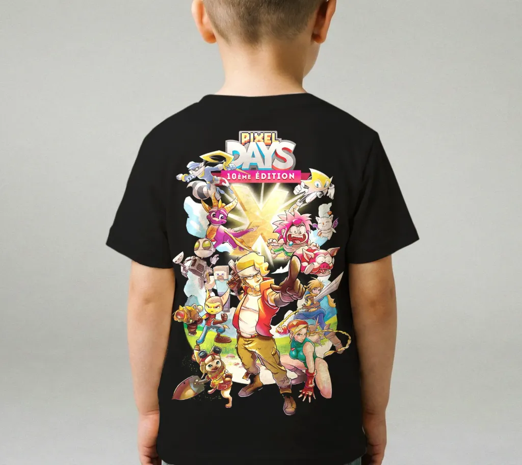 [Enfant/Unisex] T-Shirt Pixel Days 2026 Full Art (Noir, 10/12 ans)